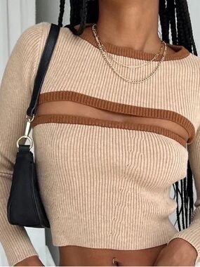 Princess Polly light pink beige brown shrug style knit bolero tube top